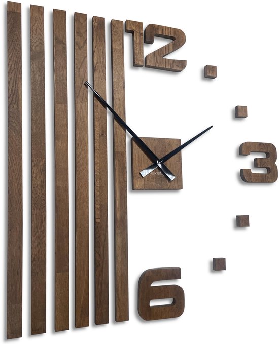 FLEXISTYLE 3D Wandklokken DIY Hout Eiken Grote Wandklok 50 75 Cm Modern Design Eco Muursticker Decoratie Klok Voor Kantoor Woonkamer Slaapkamer Decoratief Artikel Kwartsklok 1378527801