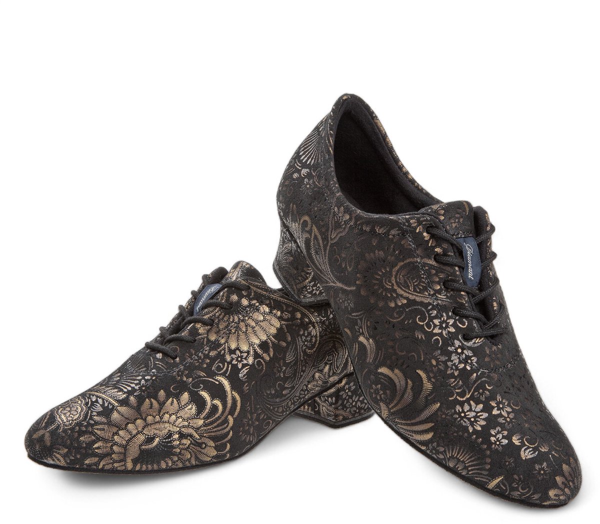 Dames dans trainingsschoen - Diamant 199 - 034 - 623 - Veloursprint - Voetbed met hielkussen - Comfortabele pasvorm - 3.7cm stabiele Hak - Sude zool - Latin, Ballroom, Tango, Salsa, Kizomba, Bachata - Diamant - Zwart - 40