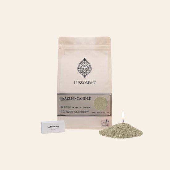 Foto: Parelkaars zand zacht groen 750g 30 lontjes natuurlijke vegan zandkaarsen pearled candle powder candle