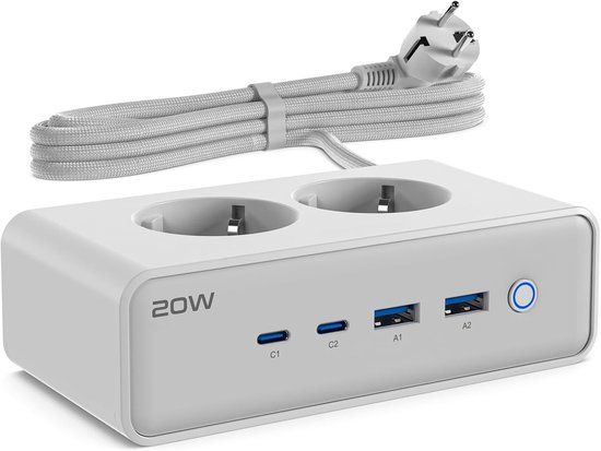 Multiprise D'angle 3p 16a 1p 16a Latérale 2 USB Parafoudre