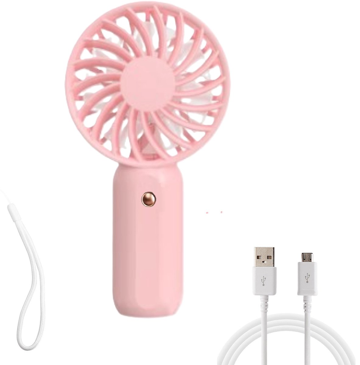 DISEV - Handventilator - Draagbare Ventilator Oplaadbaar - Tafelventilator Draadloos - Mini ventilator - Festival waaier - 3 Standen - Roze