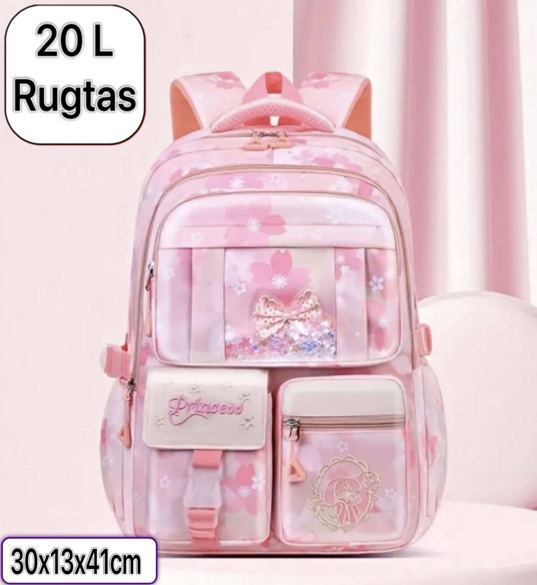 Twenty Two™ Rugtas voor meiden/tieners | rugzak voor school/brugklas | roze | 7 vakken | 20L | groot capaciteit met ritssluiting |30x13x41| 15.6inch laptoptas | lichtgewicht/reflecterende strepen | verstelbare schouderbanden/scheurvast
