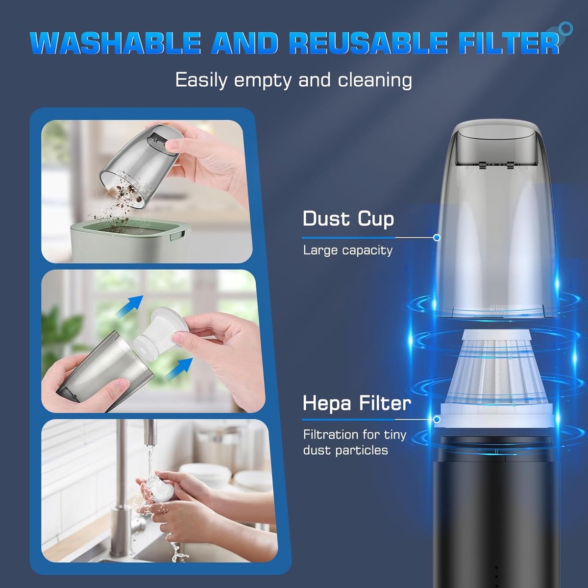 Kruimeldief Snoerloos Handstofzuiger met Extreme Zuigkracht - afbeelding 2