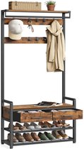 Songmics Vintage Kapstok / Kledingstandaard Rek Met Kledingrail En 2 Metalen Leg Planken Garderoberek Voor In De Gang Of Slaapkamer Afm 92 X 41 X 1735 Cm Kleur Creme