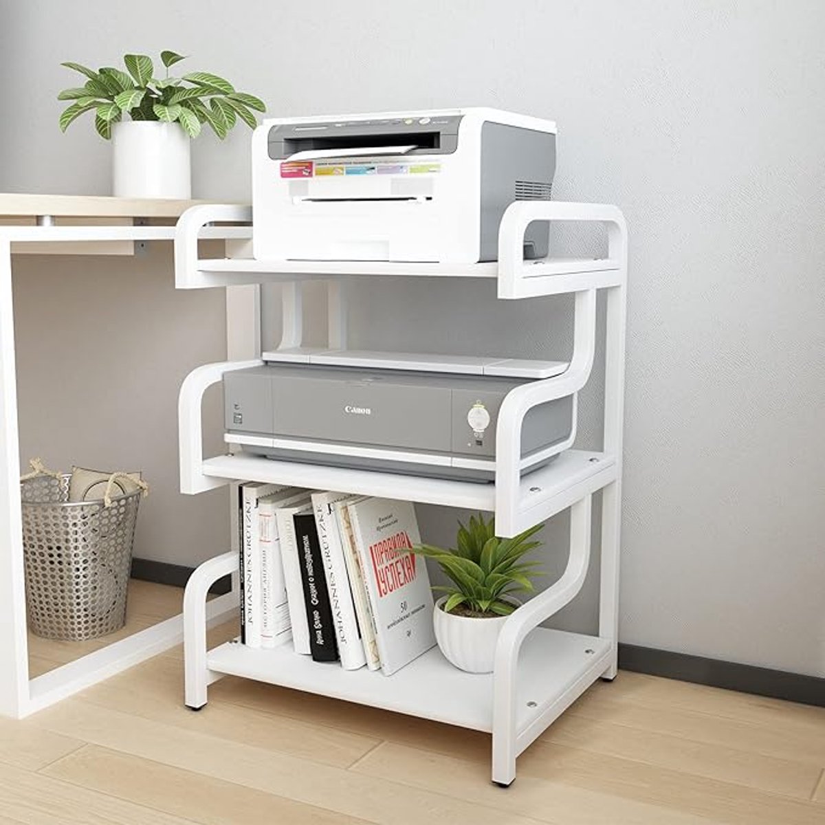Printertafel - Stevig en Ruimtebesparend - Ideaal voor Thuis en Kantoor - Met Opbergruimte en Wielen - Organiseer je Werkplek Efficiënt - Praktisch en Functioneel Design