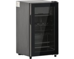 Merax 76L Mini Koelkast - 6L Vriezer en 70L Koelruimte - LED Verlichting - Geluidsarm - Energiezuinig - Verstelbare Planken - Voor 51 Blikjes - Zwart