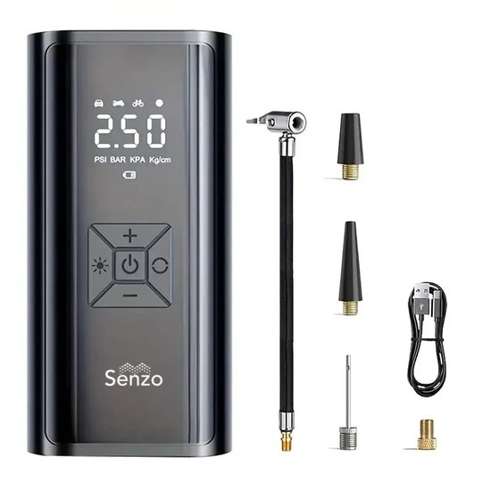 Pompe à vélo électrique Senzo - Compresseur d'air - Pompe à pneu - Pompe à ballon - Pour scooter, voiture et vélo