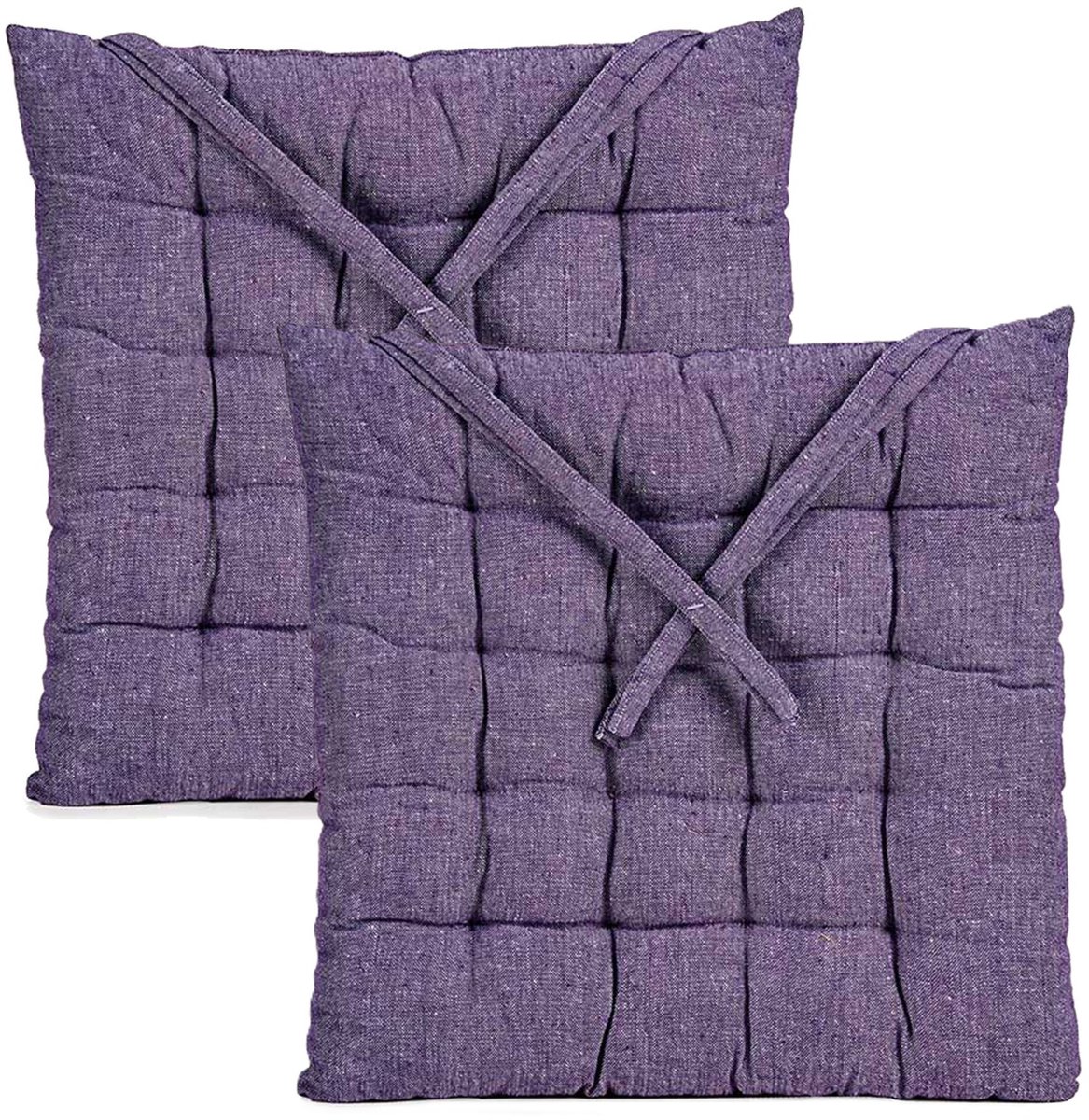 Giftdecor Stoelkussen Decorama - 2x - binnen/buiten - paars - 40 x 40 x 5 cm - polyester