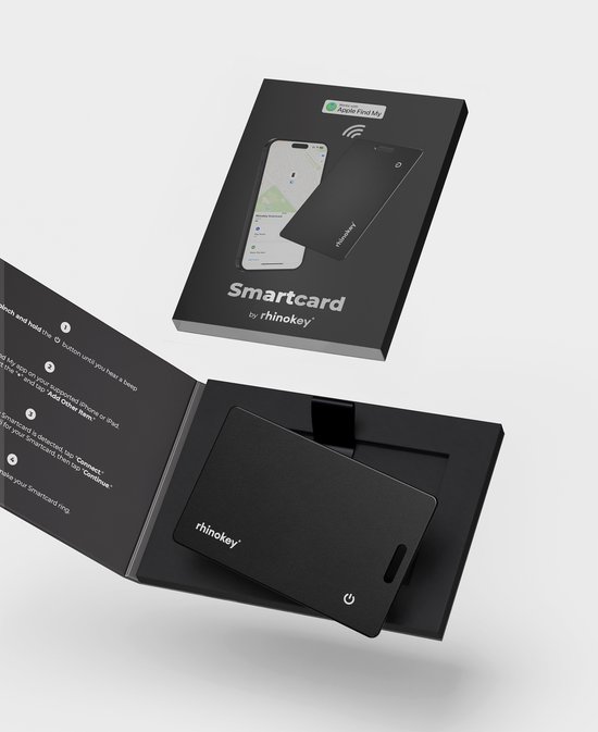Tracker Voor Portemonnee 1.8mm van Rhinokey® - Apple Find My - Draadloos Oplaadbaar - Waterdicht - Zwart - NIEUW