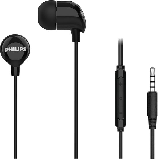 Philips In-Ear koptelefoon TAE1156BK - Clear Sound - Bekabeld - Remote met microfoon - Jack plug 3.5 mm- Zwart