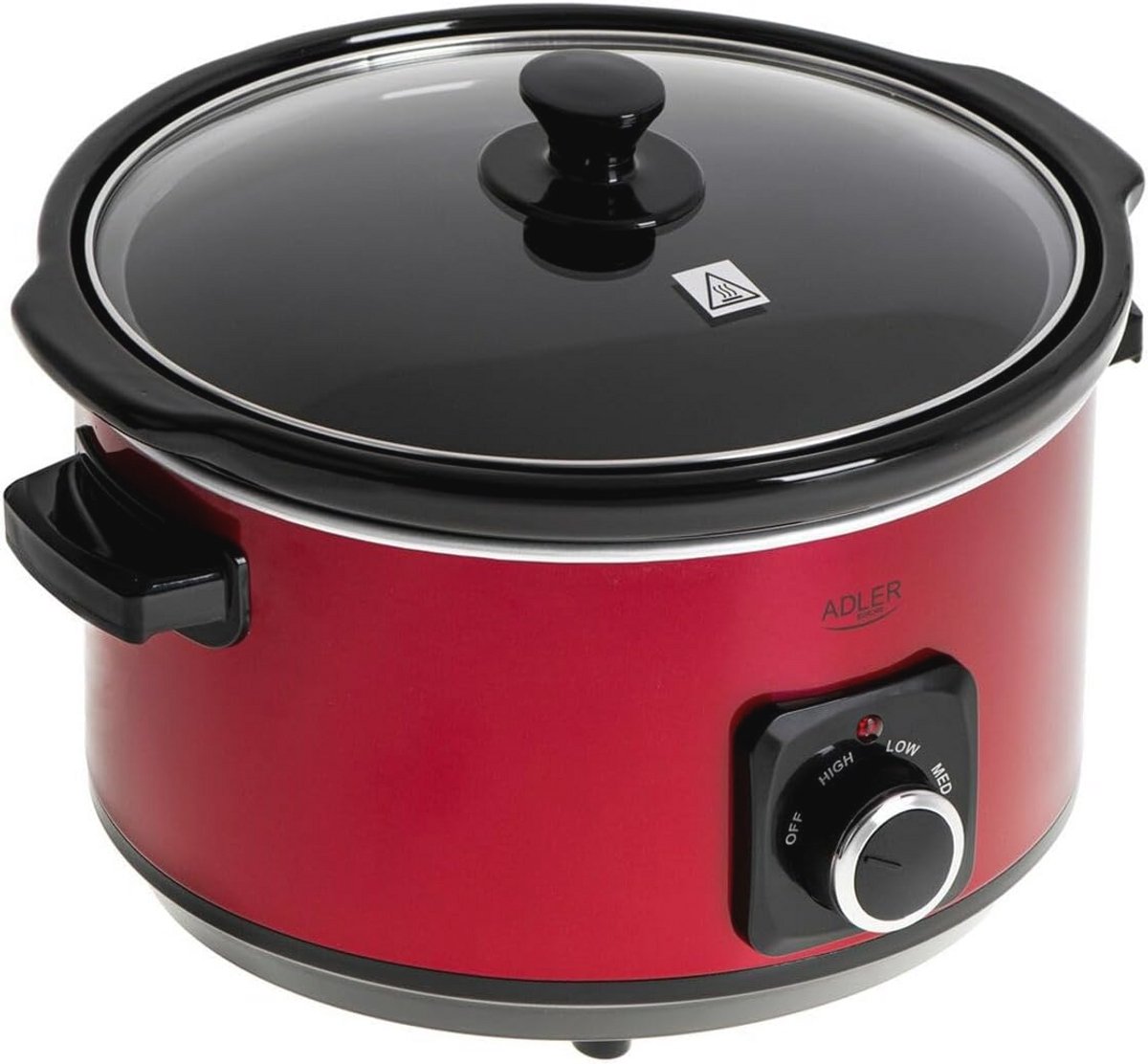 Slow Cooker met Uitneembare Keramische Pan - 5,8 L - Hittebestendige Handgrepen en Glazen Deksel - 3 Kookstanden - Vaatwasmachinebestendig