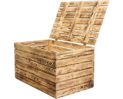 Grote houten opbergkist met deksel - 80 x 50 x 39 cm - Ruimtebesparende kist voor speelgoed en decoratie