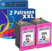 PlatinumSerie 2x gerecyclede inkt cartridges voor HP 304 XL Color