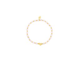 Bead bracelet with pearls Pink & Gold Color Stainless Steel