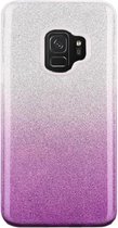 Ntech Samsung Galaxy S9 - Glamour Glitter Dual Layer Back Cover TPU Hoesje - Zilver & Paars
