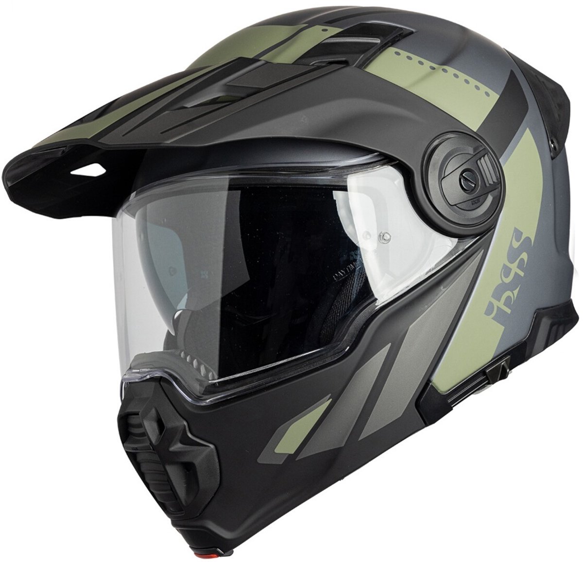 IXS Venture 1.0 Mat Zwart Grijs Groen Systeemhelm - Maat XXL - Helm
