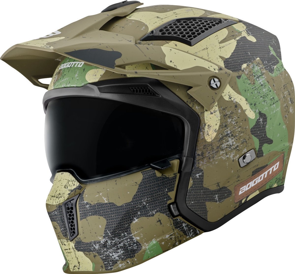 Bogotto Radic Camo 22.06 Mat Groen Motorhelm - Maat L - Helm