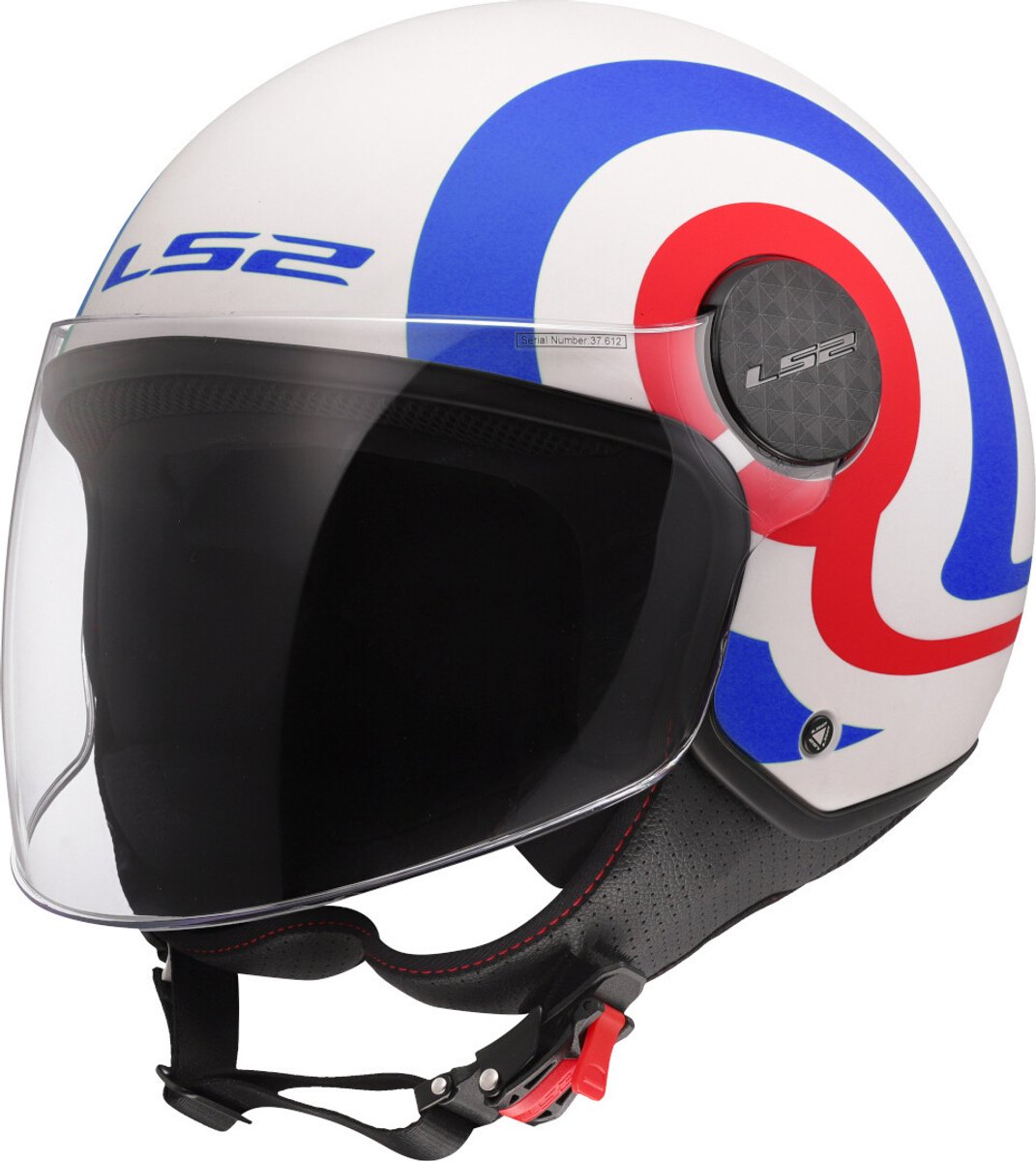 LS2 OF558 Sphere Lux II Urby Wit Blauw Rood 06 Jethelm - Maat XS - Helm