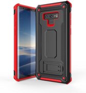 Ntech Hoesje Geschikt Voor Samsung Galaxy S9 Armor hoesje met Kickstand - Zwart & Rood