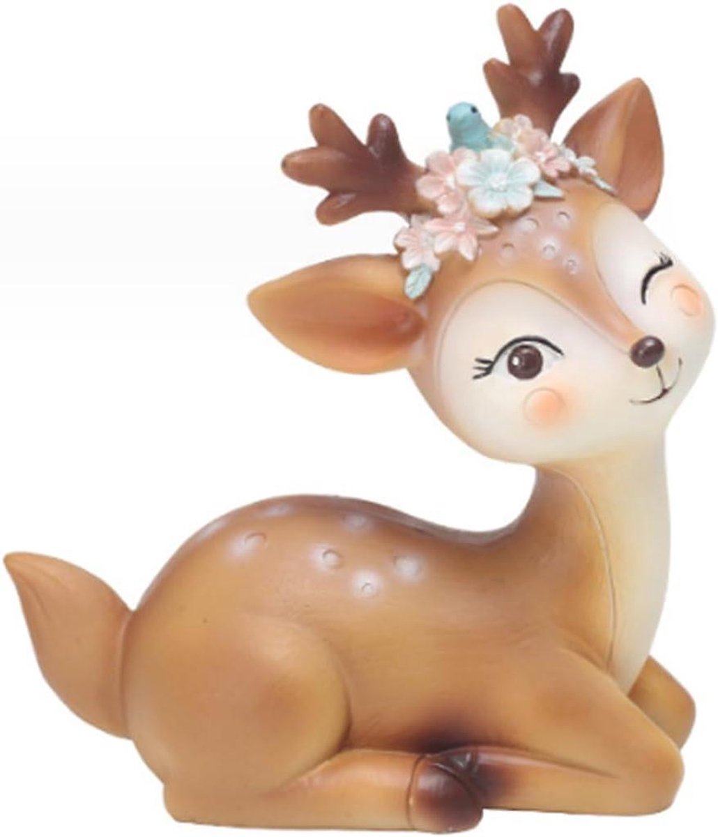 Simulatie Herten Ornamenten Rendier Figuur Eland Hert Leuke Fawn Beeldjes - Miniatuur Herten voor Feest Verjaardag Kerstfeest Decoratie (Bruin)