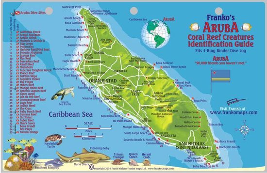 Aruba On A Map Franko Maps Fish Card Aruba Dive Sites & Fish Id Card / Coral Reef  Creatures, Michael... | Bol.com