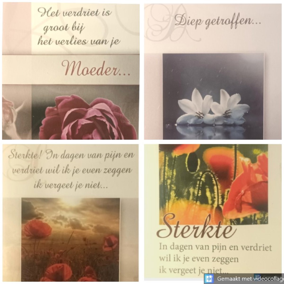 4 Luxe Deelneming Condoleance Wenskaarten - 4 Motieven - Oprechte Deelneming - Condoleance - Sterkte - Sterfgeval - Touche Cards - Met Envelop - 16.5x11.5cm - Beileid - Condolence