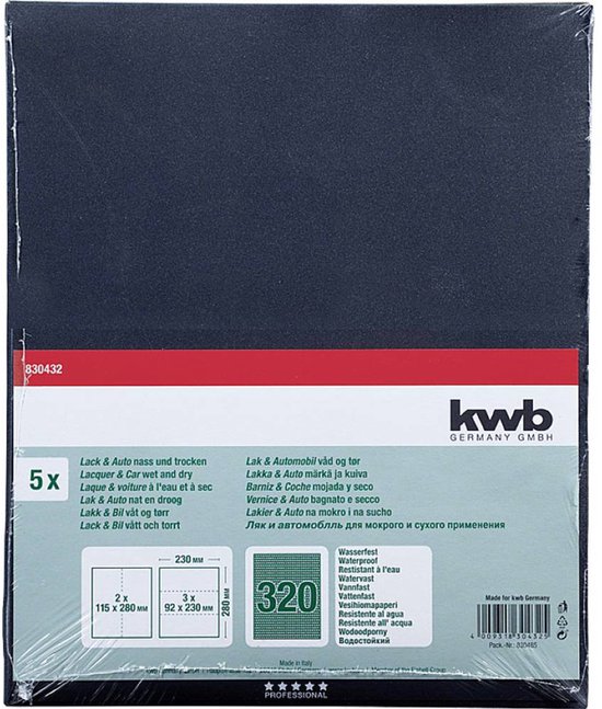 5x Dipoxy - waterproof sandpaper P400 sheet 230 x 280 mm for wet