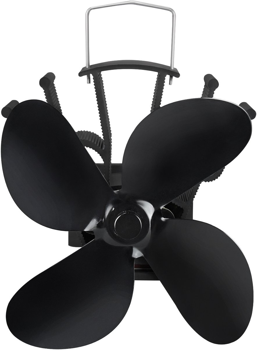Aufun kachelventilator zonder stroom, 4-blads haardventilator, aangedreven door warmte, voor werkplaatskachel, houtkachel, open haard, pelletkachel, schoorsteenophangmodel