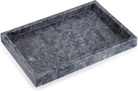 Plateau de rangement en pierre de marbre naturel 30x20cm, organisateur de tiroir rectangulaire décoratif pour Cuisine, salle de bain, commode, Decor, vanité, comptoir, table basse - Plateau en marbre Zwart