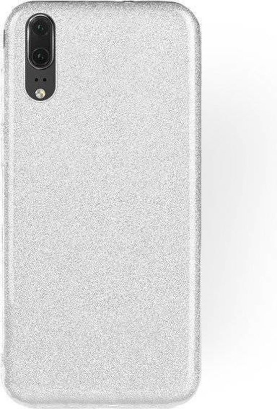 Ntech Hoesje Geschikt Voor Samsung Galaxy A50 Glitter TPU Back Cover Hoesje - Zilver