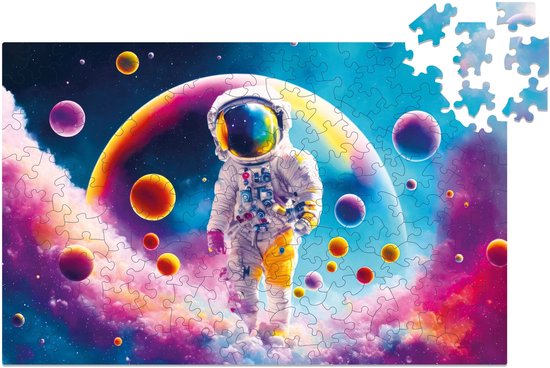 Milliwood - GA196 Houten Puzzel M Astronaut | 3D Puzzels bouwpakket | Hobby Speelgoed voor kinderen & volwassenen | Wanddecoratie Woonkamer | 150 stukjes 34x22.5cm | In luxe geschenkdoos