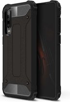 Ntech Hoesje Geschikt voor Huawei P30 Dual layer Armor Hoesje - Zwart