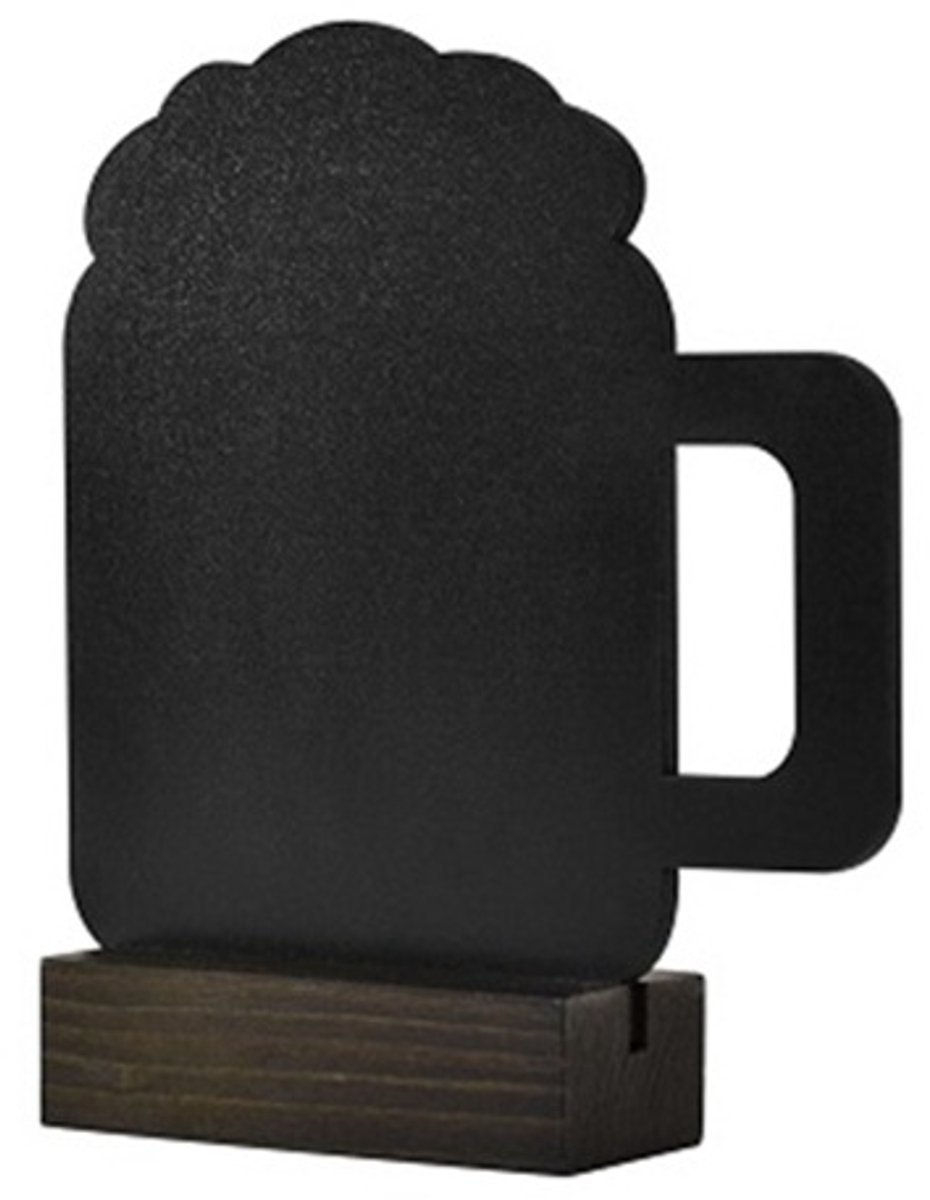 Krijt-tafelstandaard - BIER/BEER/MOK - 10x18cm - Dubbelzijdig beschrijfbaar met krijtstift