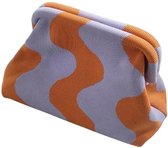 Without Lemon – Geweven Clutch - Tas - Ibiza stijl - Stijlvol & Functioneel - Voor Werk, Uitgaan, Vakantie of Stranddag - Make up Tas - 29x22x10cm - Oranje Paars Wave