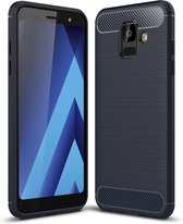 Ntech Soft Brushed TPU Hoesje Geschikt Voor Samsung Galaxy A6 (2018) - Donker Blauw