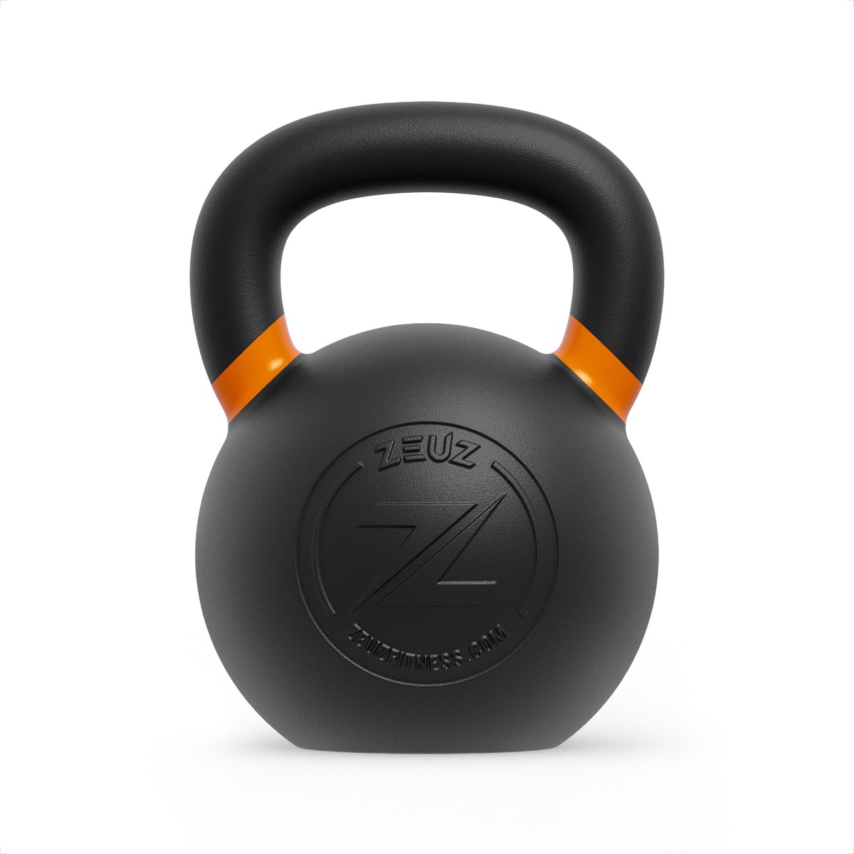 ZEUZ® Kettlebell 28 KG – Fitness Crossfit Sport Set – Gewichten - Conditie & Krachttraining – Gietijzer – Oranje