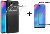 Hoesje Geschikt voor Huawei P30 Pro Transparant Hoesje Flexible TPU & Scratch Resistent Silicone Case + Glazen Screenprotector - Zwart