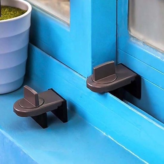 Serrure de fenêtre - Verrouillage de fenêtre - Sécurité - Protégez votre maison - Marron - Fenêtre - Sécurité enfants - Fenêtre coulissante - Sécurité - Serrure de porte - Serrure - Intérieur