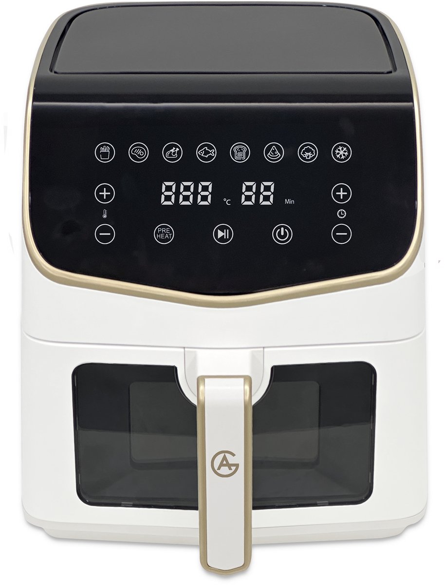 AG Airfryer XXL Premium - Wit- Luchtfriteuse - Anti-aanbak - Tot 8 personen- Vaatwasserbestendig - Met Receptenboek - Extreem Stil- Snelkooktechnologie - Digitaal Display - Tot 200°C - 8 Voorgeprogrammeerde standen. 7.5L — afbeelding 7
