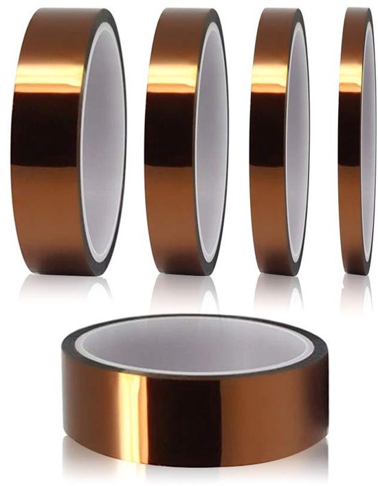 DAOKAI Hitzebeständiges Klebeband Set - 5 Größen Polyimid Band + 2 Teflonbänder Bis 280°C