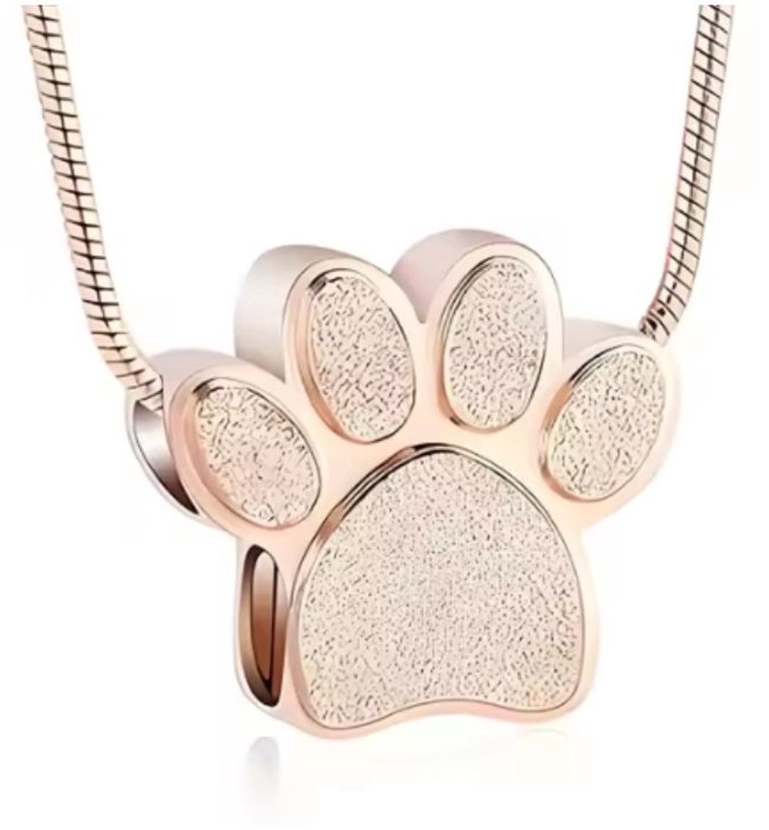 Ashanger Hondenpoot - Luxe Ashanger met Ketting - Gedenksieraad - Champagnekleur - As hanger met glitter pootje - Petshop Seven®