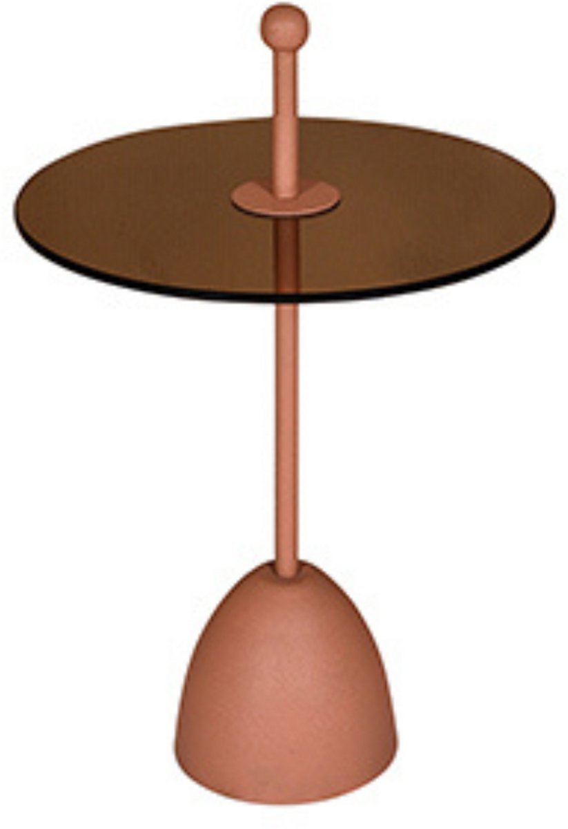 by Mooss - Bijzettafel - Metaal - Rond - Glas - Pink - Ø 40 - Trendy - Handvat