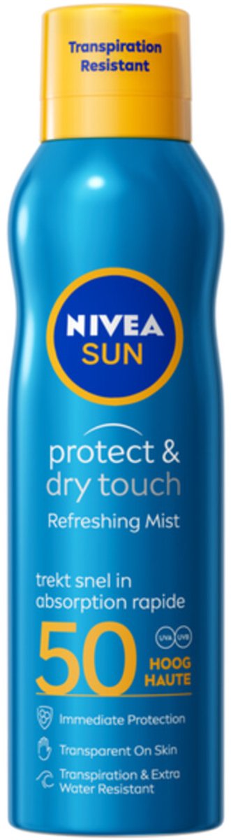 NIVEA Sun Protect en Dry Touch Verfrissende Vernevelende Zonnebrand Spray SPF 50 - 6 x 200 ml - Voordeelverpakking