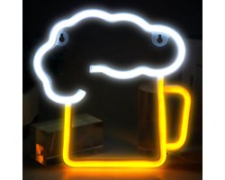 LED lichtreclame bord voor bars en restaurants - neon bord proost - lichtreclame met batterij en USB-voeding - feestverlichting voor bierfeesten - decoratief bord voor winkels en nachtclubs - 30 x 30 x 2 cm