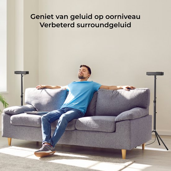 ULTIMEA paar luidsprekerstandaards, in hoogte verstelbare luidsprekerstandaards voor Nova S80, uitschuifbaar van 62 cm tot 93 cm voor surroundluidsprekers van Ultimea — afbeelding 2