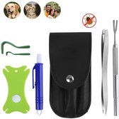 VENOMKILLER - Complete Tekentang Set - Tekentang, Tekenpincet, Tekenhaak, Tekenkaart en Tekenverwijderaar - Tekentang hond - Tekentang kat - Complete Set met Leren Etui