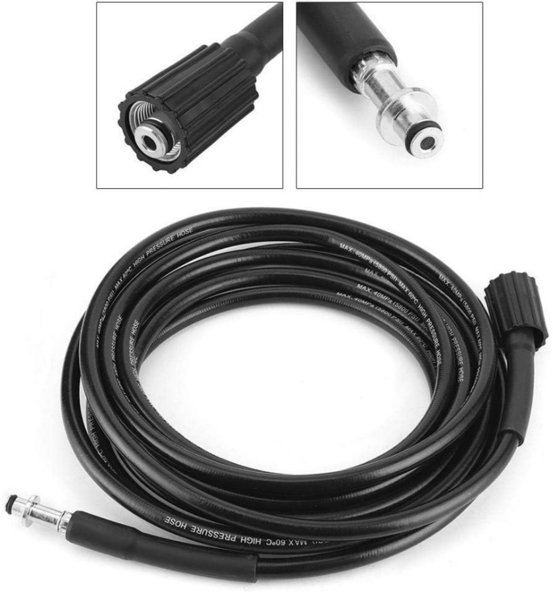 Hoge Druk Water Slang - Reinigen - Geschikt voor Karcher K2 K3 K4 K5 - Ideaal voor Afvoer Ontstoppen - Duurzaam Rubber Materiaal - Zwart - Maximale Druk 40 MPa (8m) – foto 4