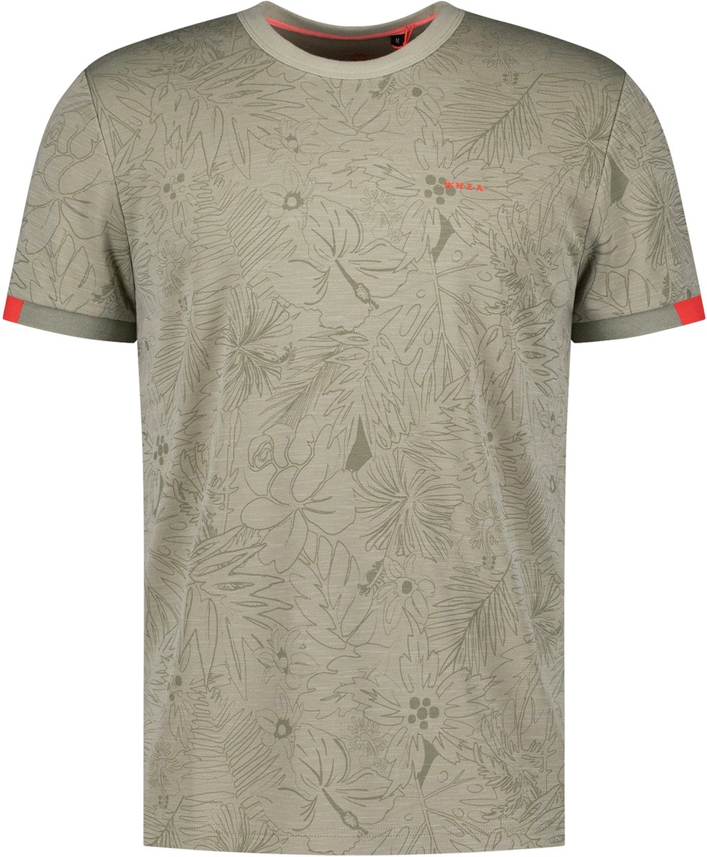 NZA - Groen t-shirt met ronde hals en bladprint