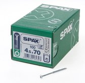 SPAX 191010450703 Universele schroef, Verzonken kop, 4.5 x 70, Deeldraad, T-STAR plus TX20 - WIROX - 100 stuks