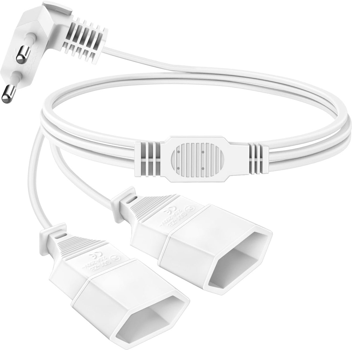 Verlengkabel voor euroaansluitingen, 1 meter platte stekkeradapter, 3-in-1 stroomkabel met type C-stekkers